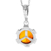 Load image into Gallery viewer, 925 Sterling Silver &amp; Genuine Baltic Amber Classic Round Modern  Pendant - 1581