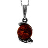 925 Sterling Silver & Genuine Baltic Amber Classic Round Pendant - 1587