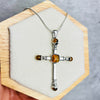 925 Sterling Silver & Baltic Amber Large Cross Pendant - 1590