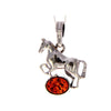 925 Sterling Silver & Baltic Amber Horse Pendant - 1613