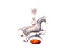 925 Sterling Silver & Baltic Amber Horse Pendant - 1613
