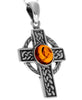 925 Sterling Silver & Baltic Amber Celtic Cross Pendant - 1640