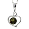 925 Sterling Silver & Genuine Baltic Amber Classic Heart Pendant - 1674