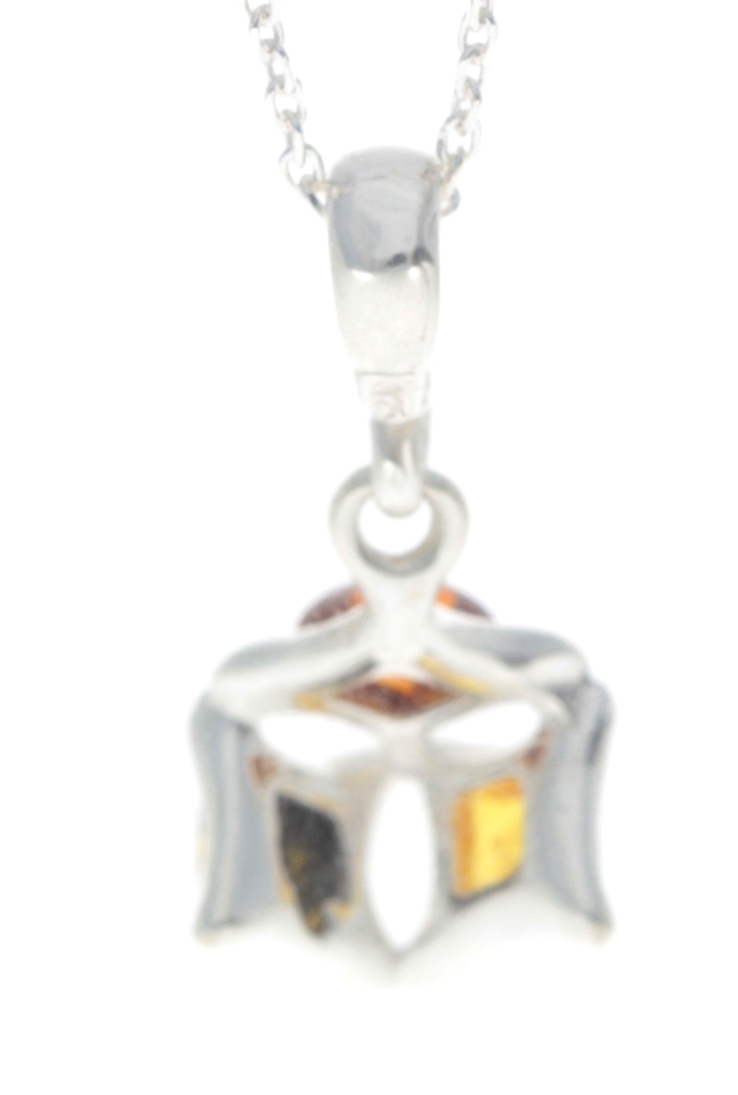 925 Sterling Silver & Genuine Baltic Amber Modern Pendant - 1706
