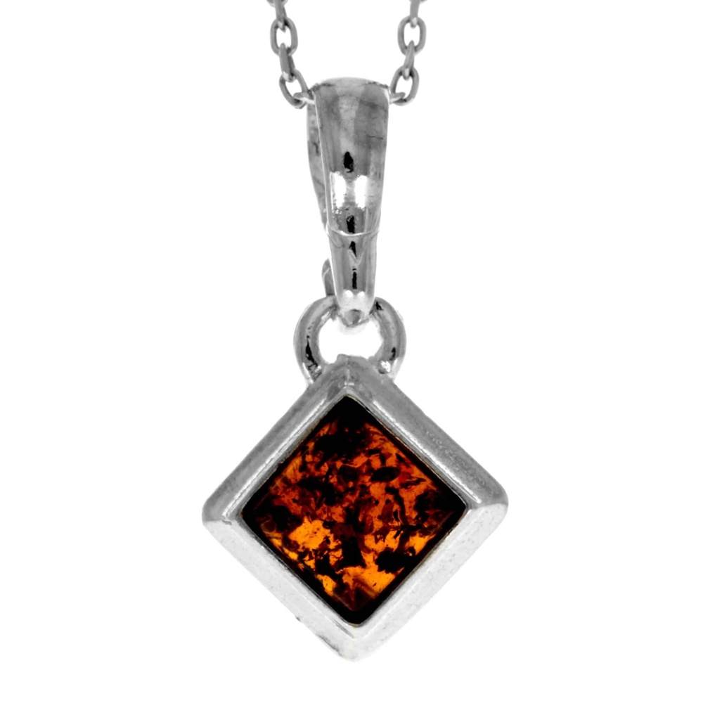 925 Sterling Silver & Genuine Baltic Amber Modern Dial Pendant - 1760