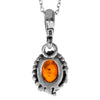 925 Sterling Silver & Genuine Baltic Amber Classic  Modern  Pendant - 1825