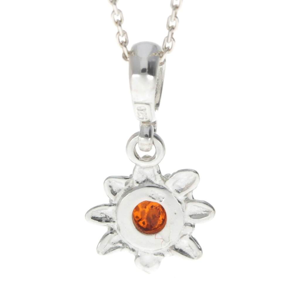 925 Sterling Silver & Genuine Baltic Amber Classic Star Pendant - 1829