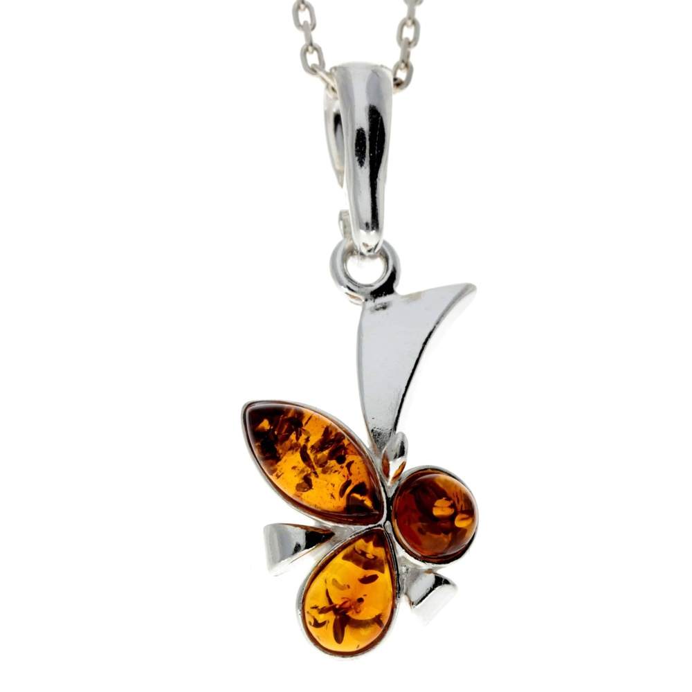 925 Sterling Silver & Genuine Baltic Amber Classic Pendant - 1848