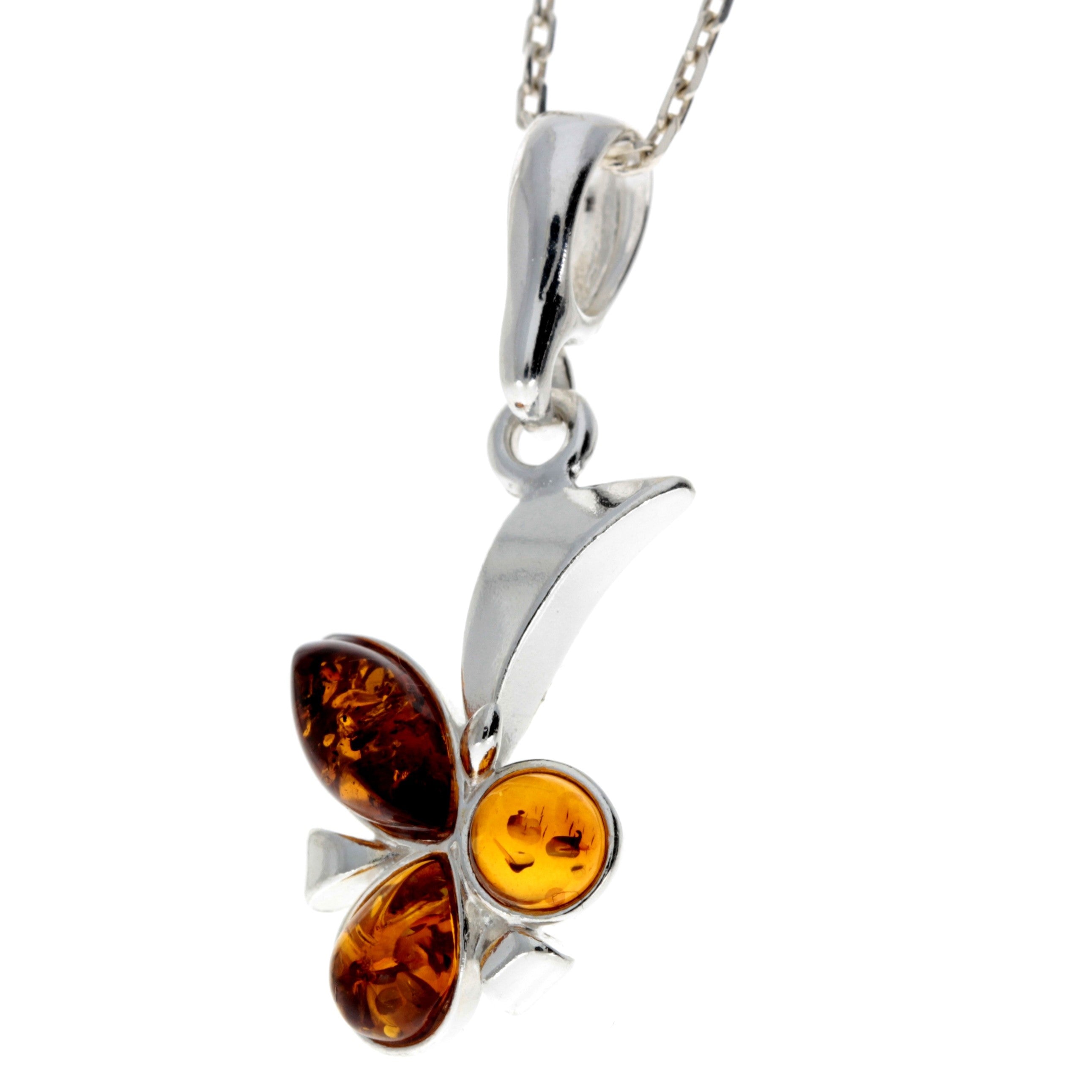 925 Sterling Silver & Genuine Baltic Amber Classic Pendant - 1848