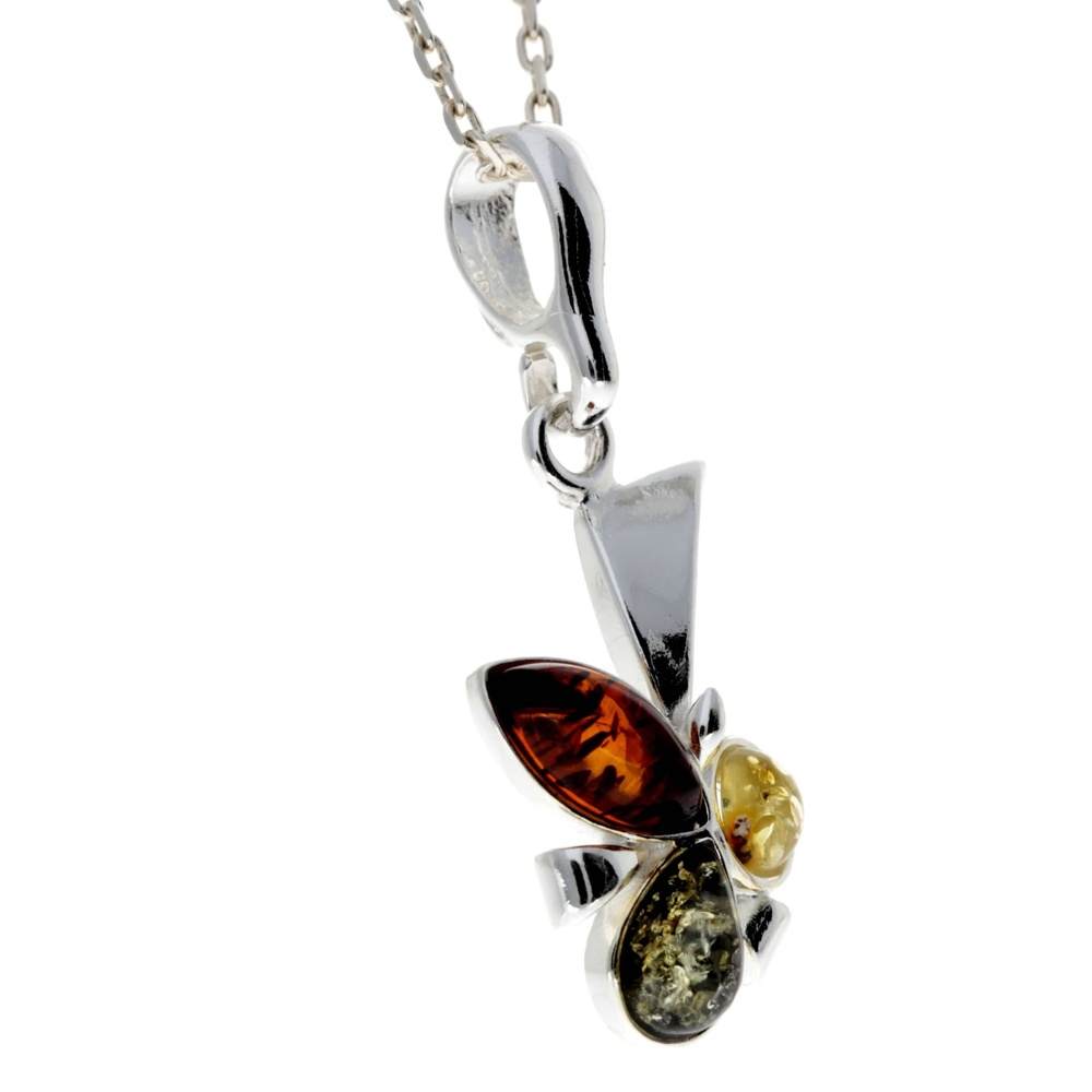 925 Sterling Silver & Genuine Baltic Amber Classic Pendant - 1848