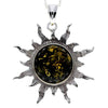 925 Sterling Silver & Genuine Baltic Amber Large Start / Sun Pendant - 1864