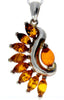 925 Sterling Silver & Genuine Baltic Amber Modern Pendant - 1939
