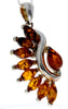 925 Sterling Silver & Genuine Baltic Amber Modern Pendant - 1939