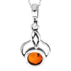 925 Sterling Silver & Genuine Baltic Amber Classic Celtic Pendant - 1959