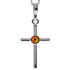 925 Sterling Silver & Genuine Baltic Amber Classic Cross Pendant - 1987