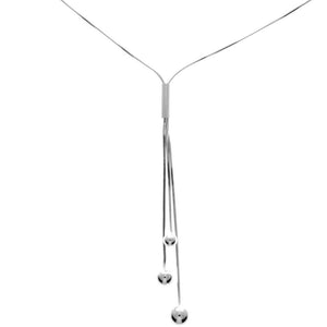 925 Sterling Silver Plain Rhodium Plated Ball Necklace - FNT-30-N