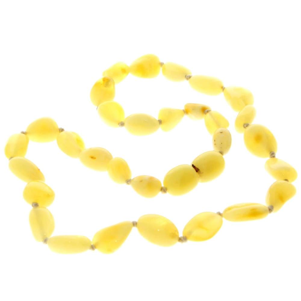 Genuine Baltic Amber Polished BEANS Beaded Necklace in various colours & sizes. All beads knotted in between.