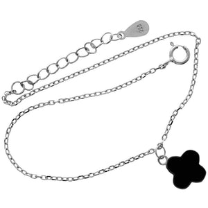 925 Sterling Silver Rhodium Plated Moroccan Clover Bracelet - CH-1022