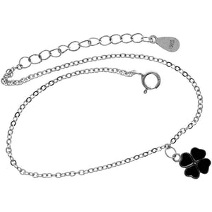 925 Sterling Silver Rhodium Plated Clover Bracelet - CH-1044