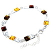 925 Sterling Silver & Baltic Amber Square Stones Mix Bracelet 19 cm + 5  - 2087