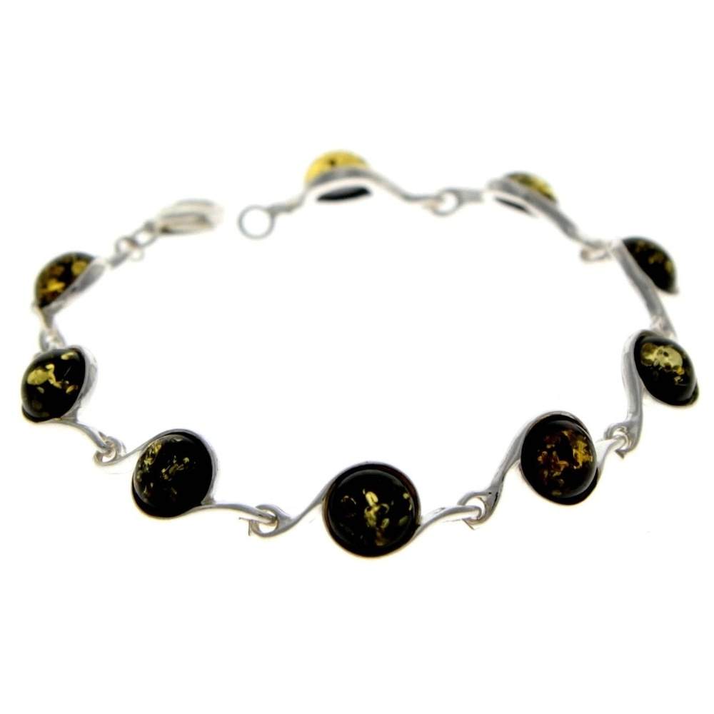 925 Sterling Silver & Baltic Amber Classic Link Bracelet 19 cm - 2092