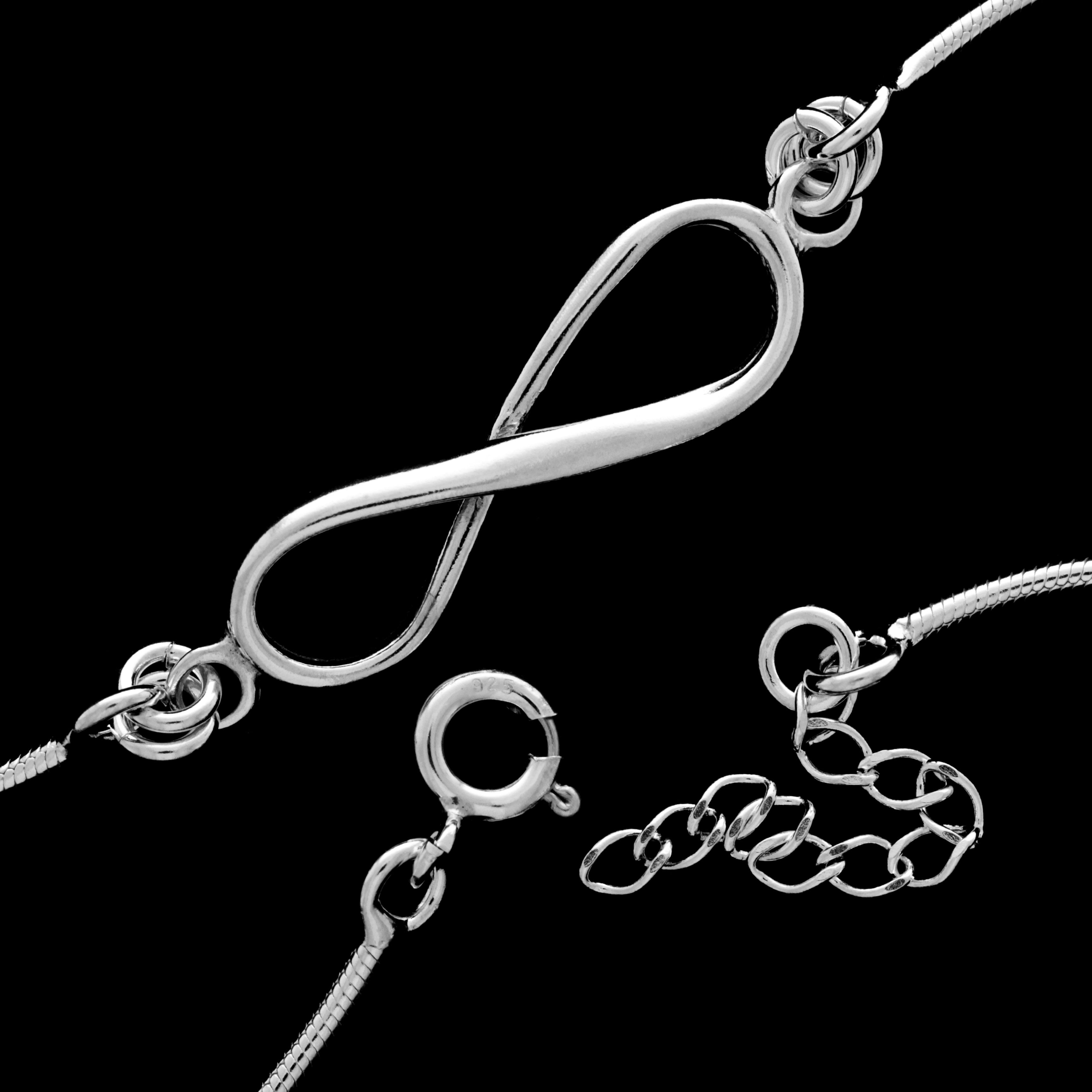 925 Sterling Silver Rhodium Plain Infinity Bracelet -TB-IN-B