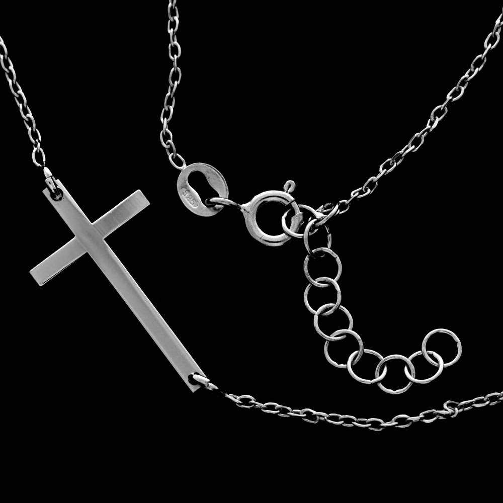 925 Sterling Silver Rhodium Plated Cross Neckles  -IT-004-AS-N