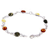 925 Sterling Silver & Genuine Baltic Amber Bracelet Link 21.5 cm - 3178