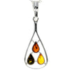 Load image into Gallery viewer, 925 Sterling Silver &amp; Genuine Baltic Amber 3 Stone Teardrop Classic Pendant - 397