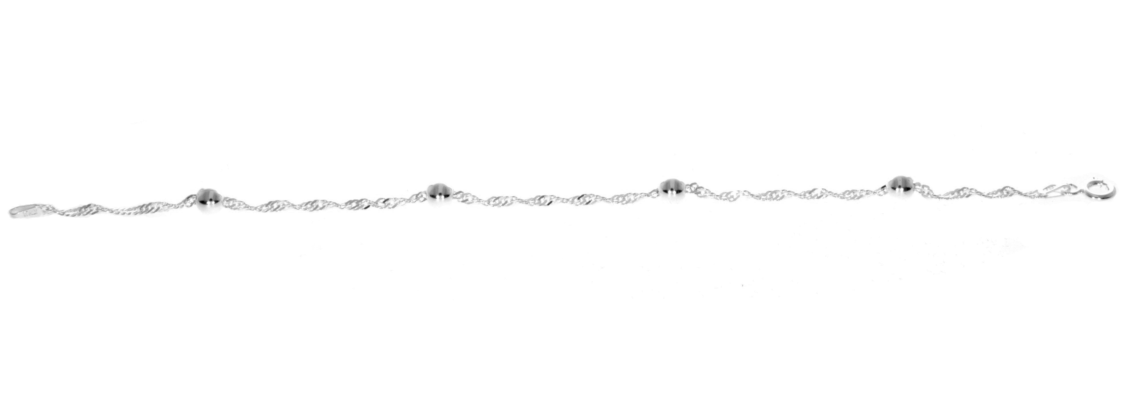 925 Sterling Silver Rhodium Ball Bracelet - SING01-35-B-19