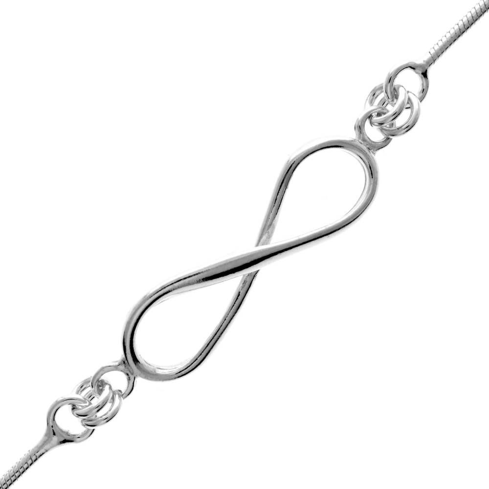 925 Sterling Silver Rhodium Plain Infinity Bracelet -TB-IN-B