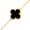 925 Sterling gold plated Black Clover Bracelet -CH-1107-GP-B
