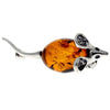 925 Sterling Silver & Baltic Amber Mouse Brooch - 4107