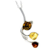 925 Sterling Silver & Genuine Baltic Amber Modern Pendant - 433B