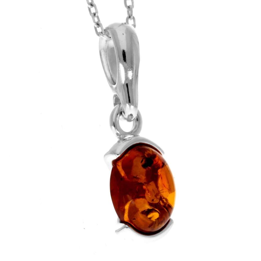 925 Sterling Silver & Genuine Baltic Amber Classic Small Pendant - 488