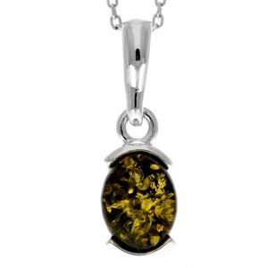 925 Sterling Silver & Genuine Baltic Amber Classic Small Pendant - 488