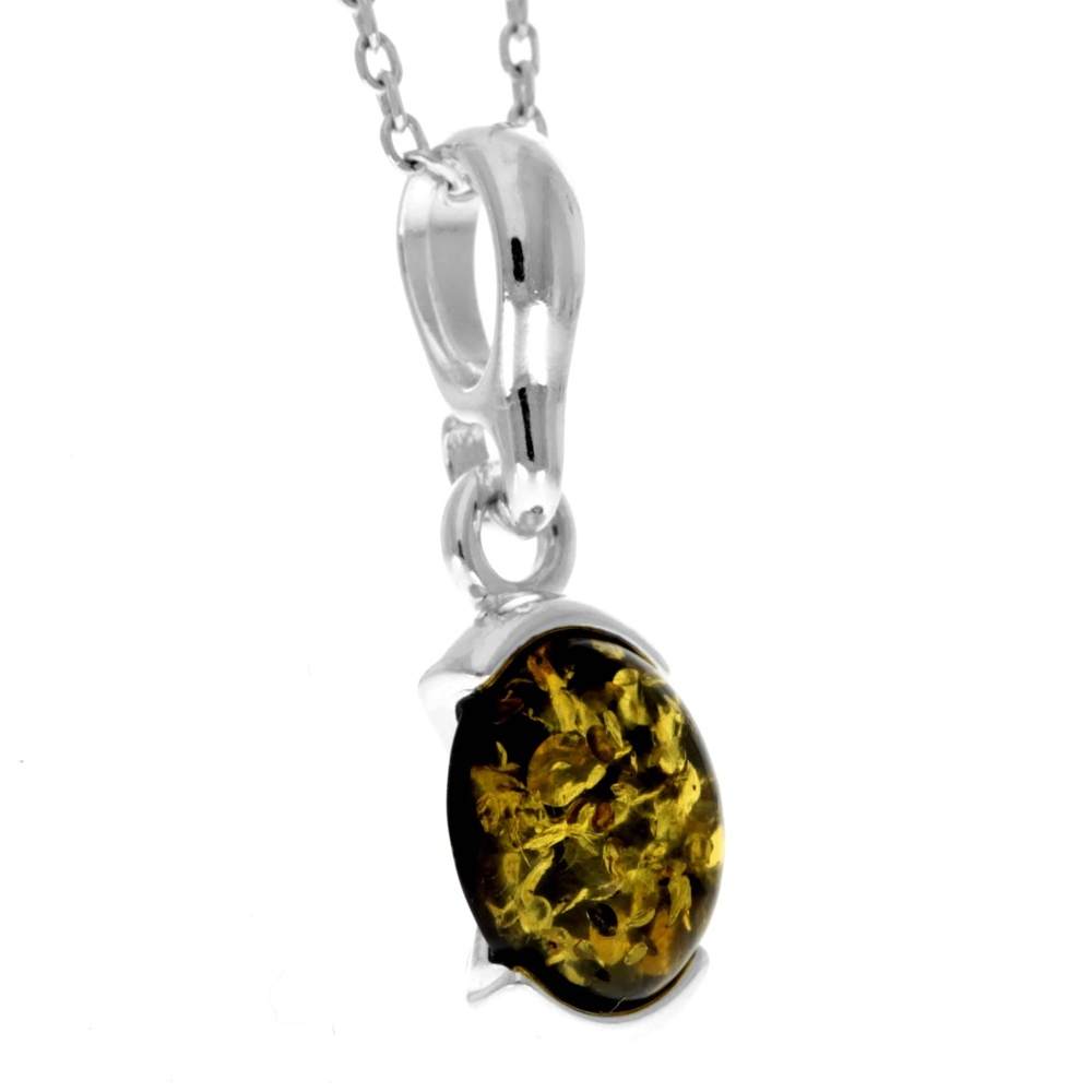 925 Sterling Silver & Genuine Baltic Amber Classic Small Pendant - 488