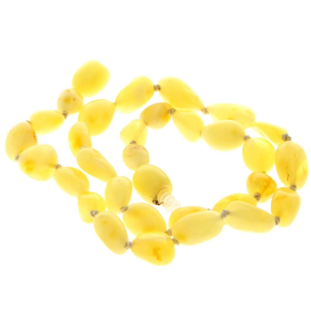 Genuine Baltic Amber Polished BEANS Beaded Necklace in various colours & sizes. All beads knotted in between.