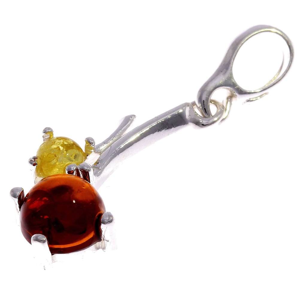 925 Sterling Silver & Genuine Baltic Amber Modern Pendant - 538