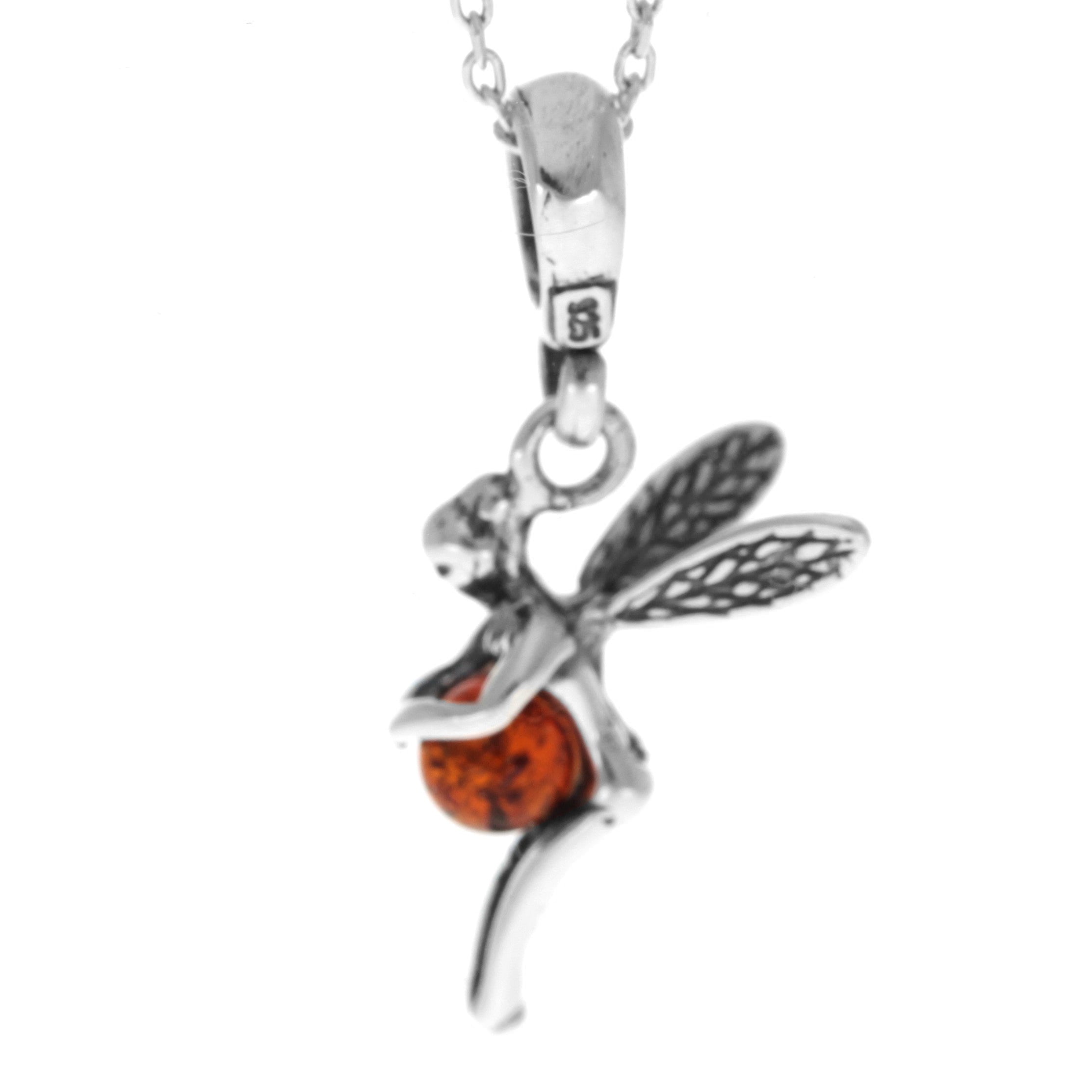 925 Sterling Silver & Genuine Baltic Amber Classic Fairy Tale Pendant - 553