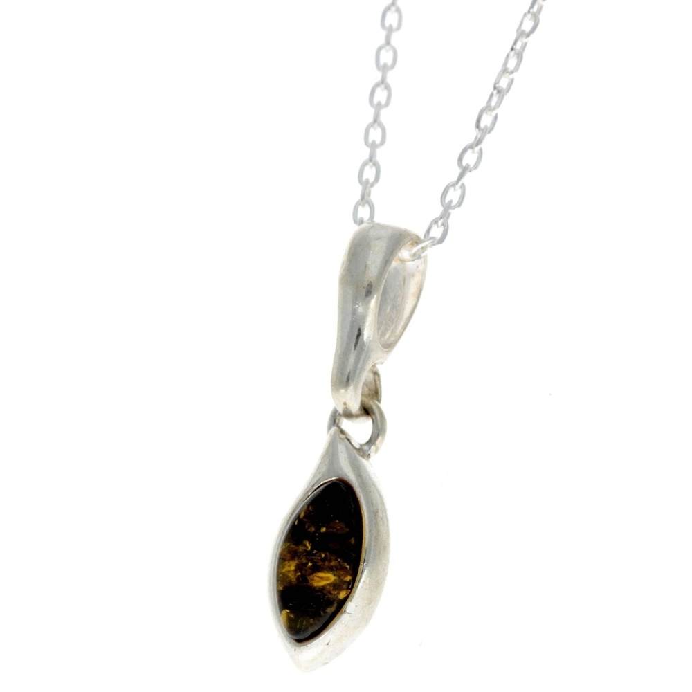 925 Sterling Silver & Genuine Baltic Amber Classic Pendant - 558