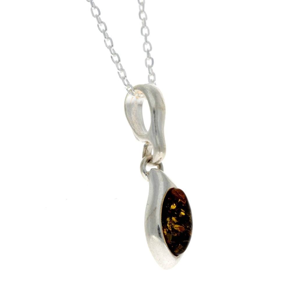 925 Sterling Silver & Genuine Baltic Amber Classic Pendant - 558