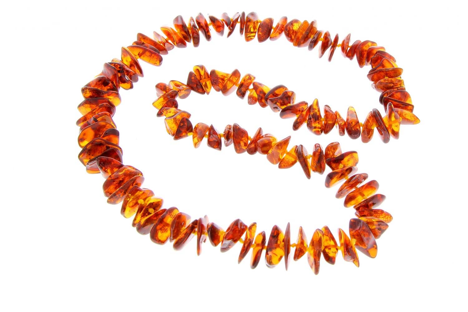 Genuine Cognac Baltic Amber Chips Luxurious Long Necklace - NE0121