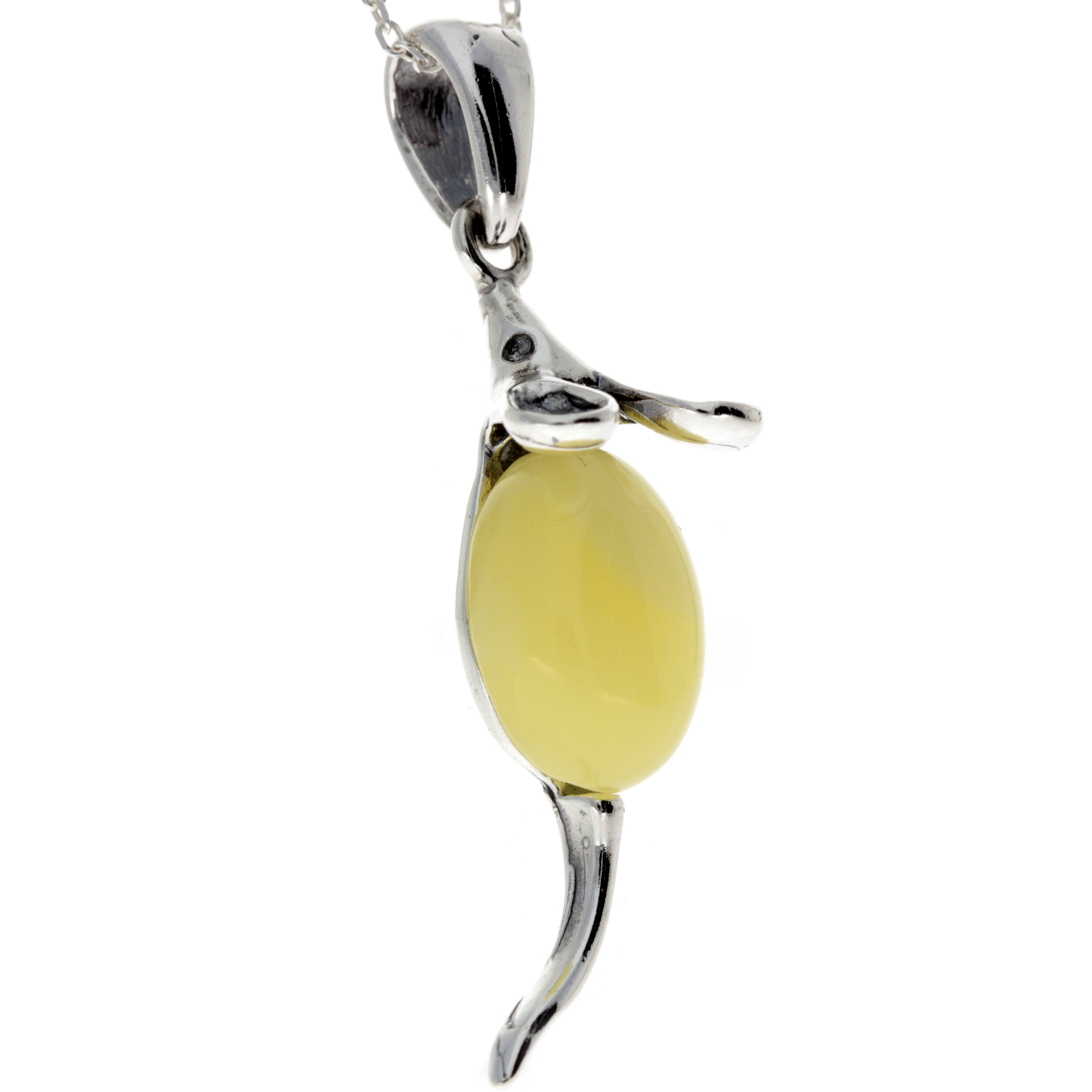 925 Sterling Silver Mouse Pendant with Amber - 568