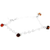 925 Sterling Silver & Genuine Baltic Amber Modern Adjustable up to 20 cm Hearts Bracelet - 5966B