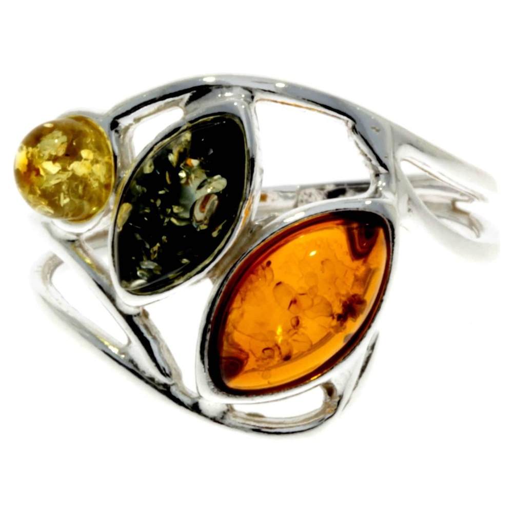 925 Sterling Silver & Baltic Amber Modern Ring - M715