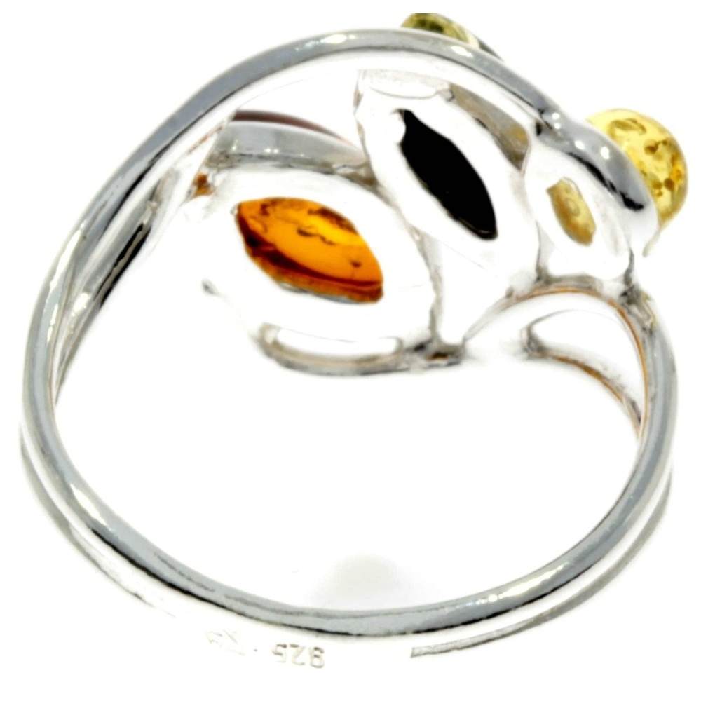 925 Sterling Silver & Baltic Amber Modern Ring - M715