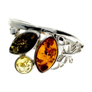 925 Sterling Silver & Baltic Amber Modern Ring with silver butterfly - M717