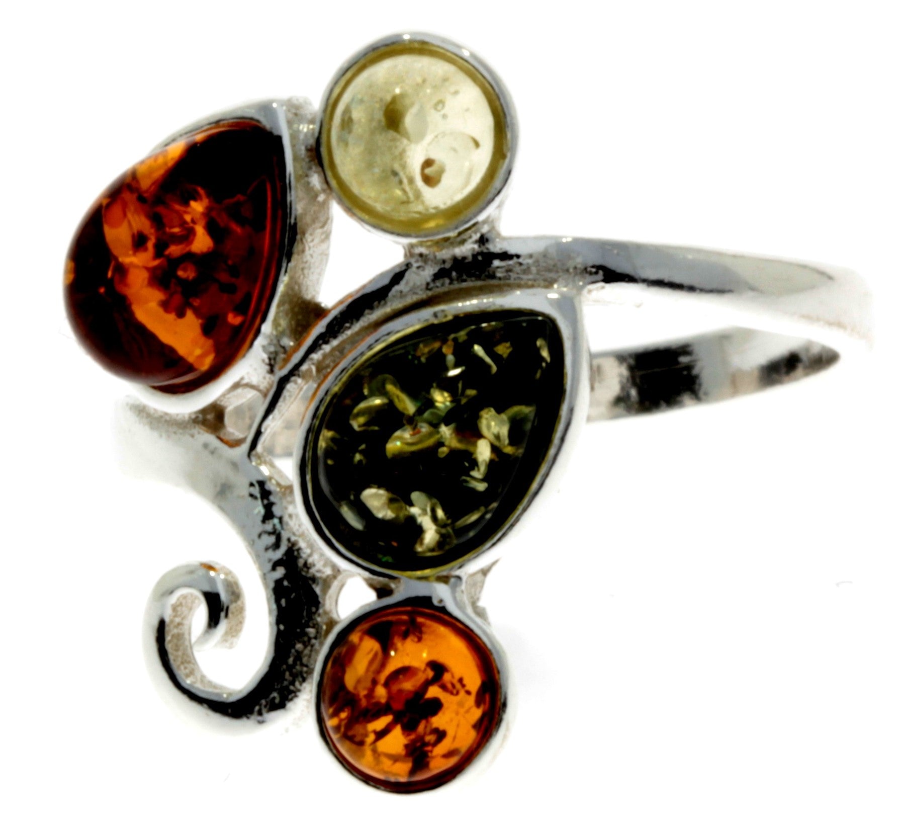 925 Sterling Silver & Baltic Amber Modern Ring - M718
