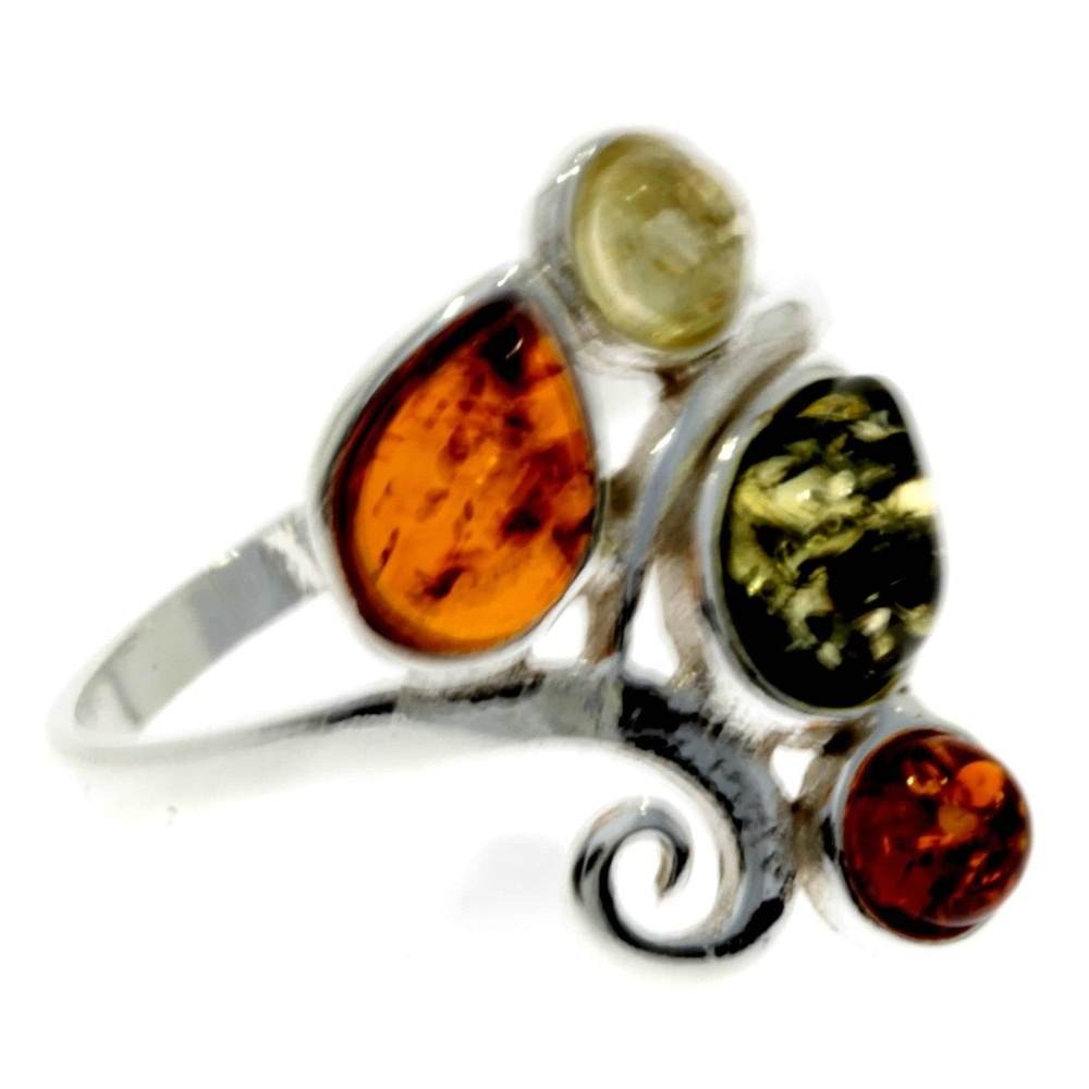 925 Sterling Silver & Baltic Amber Modern Ring - M718